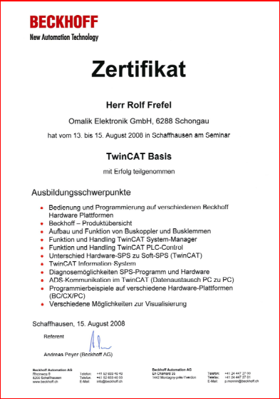 Beckhoff-Zertifikat-TwinCAT-Basis