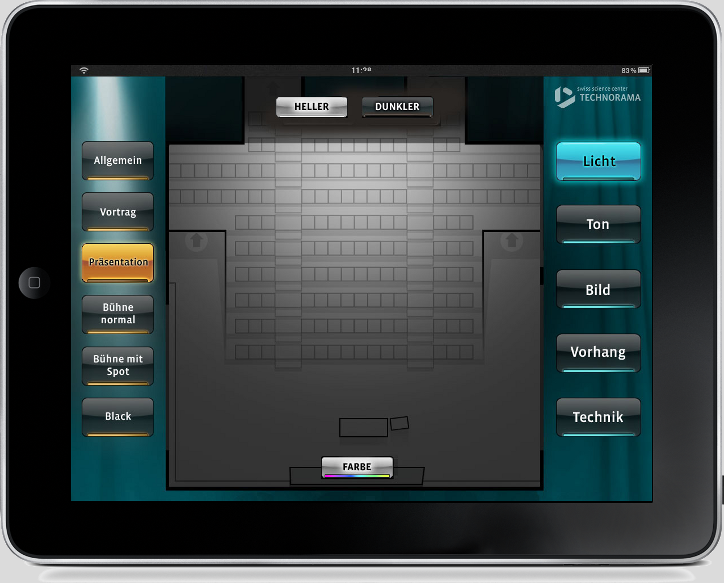 Mediensteuerng-Presentation-iPad-Auditorium-Ansicht-Visualisierung