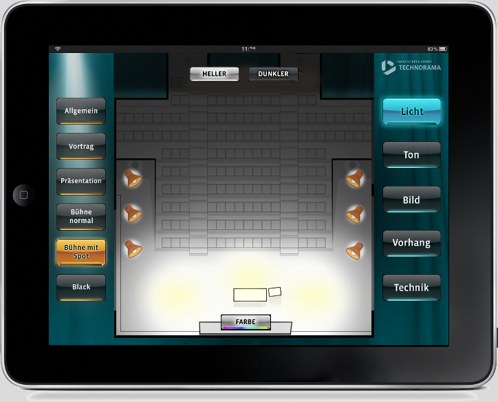 Mediensteuerung-Buene-mit-Spot-iPad-Steuerung-Auditorium-Visualisierung